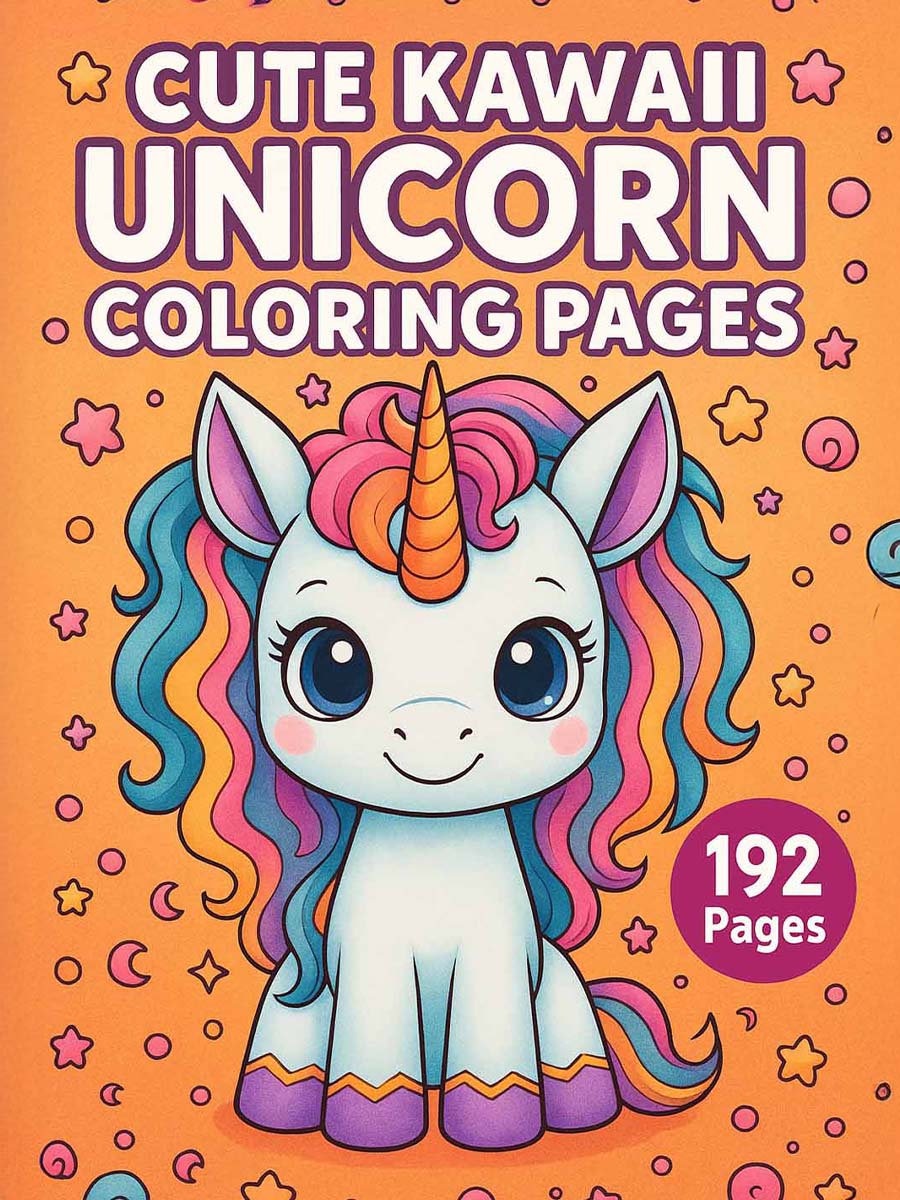 Cute Kawaii Unicorn Coloring Pages (192 Pages)