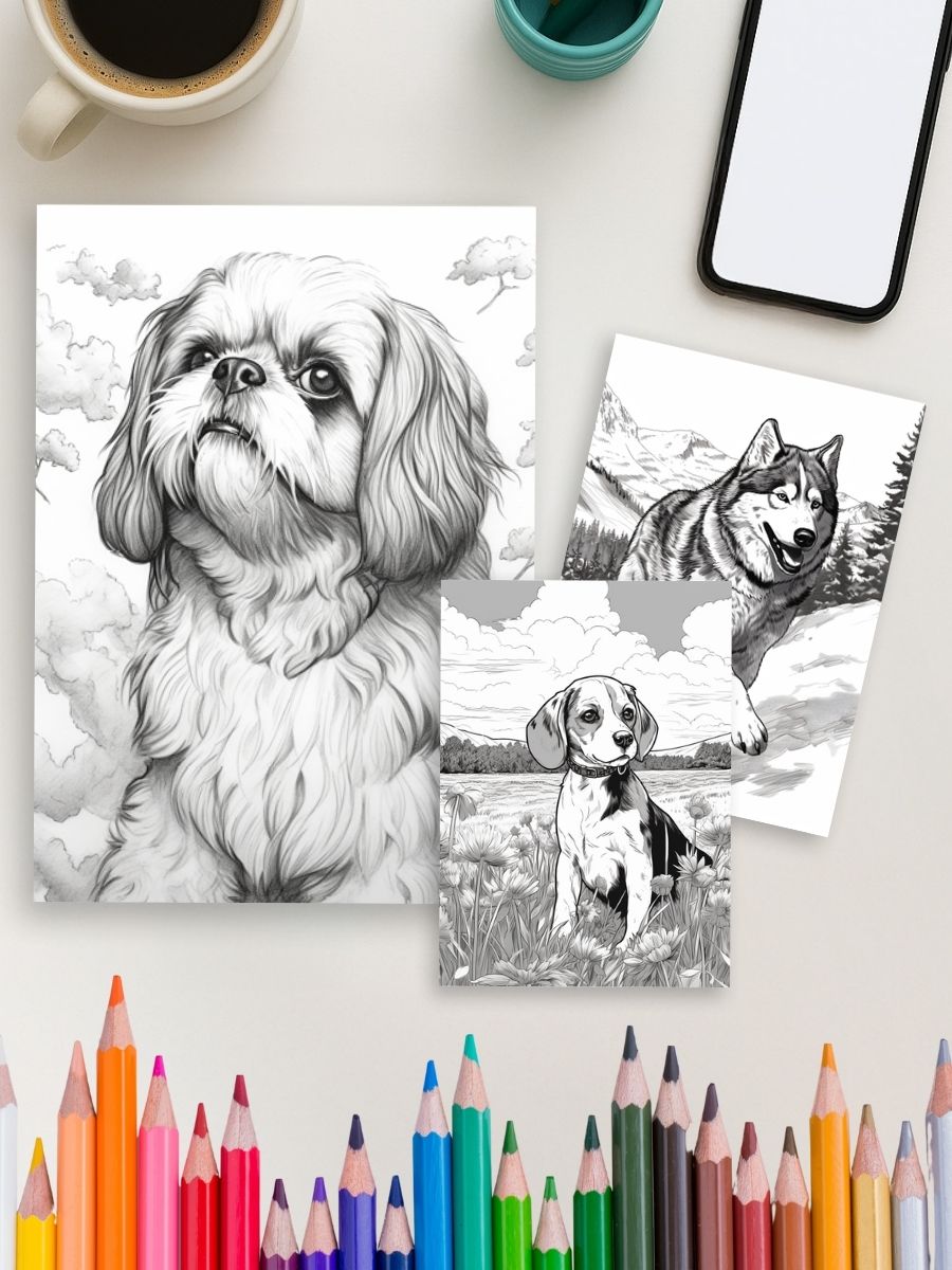 Loyal Companions – 25 Realistic Dog Coloring Pages - Image 4