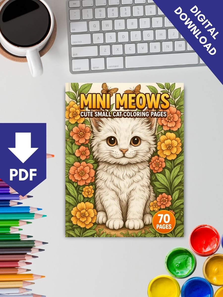 Mini Meows – 70 Cute Small Cat Coloring Pages - Image 2