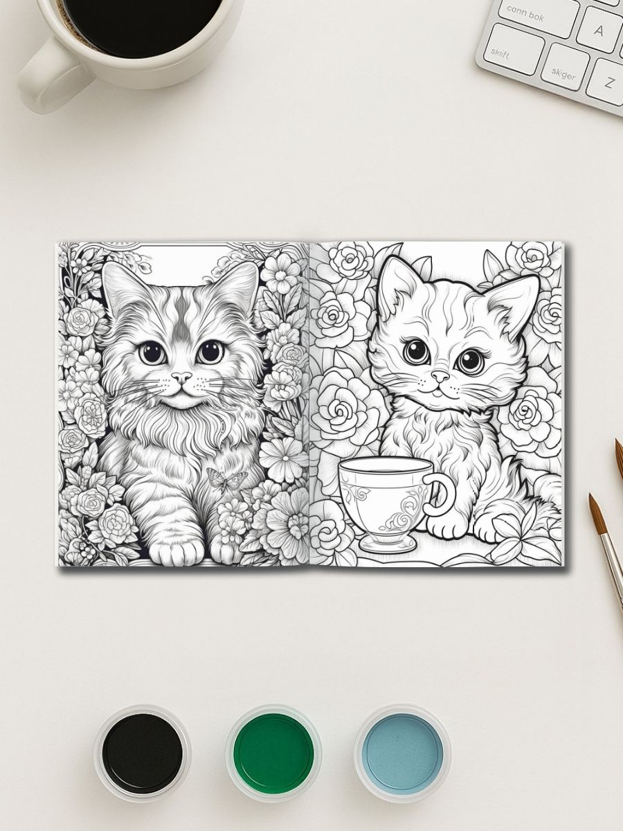 Mini Meows – 70 Cute Small Cat Coloring Pages - Image 3