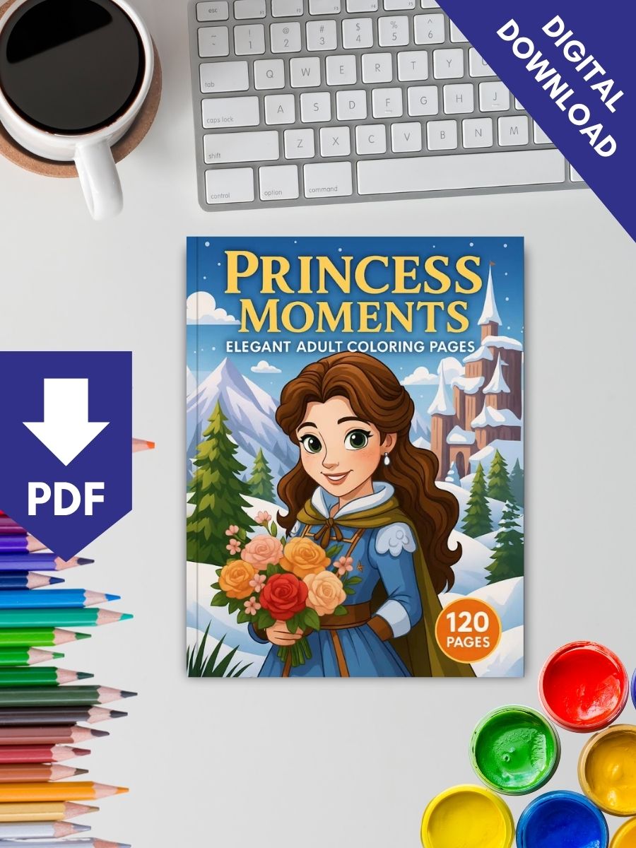 Princess Moments – 120 Elegant Adult Coloring Pages - Image 2