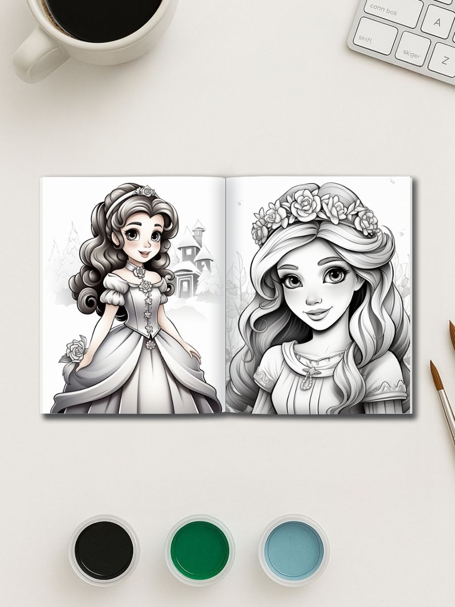 Princess Moments – 120 Elegant Adult Coloring Pages - Image 3
