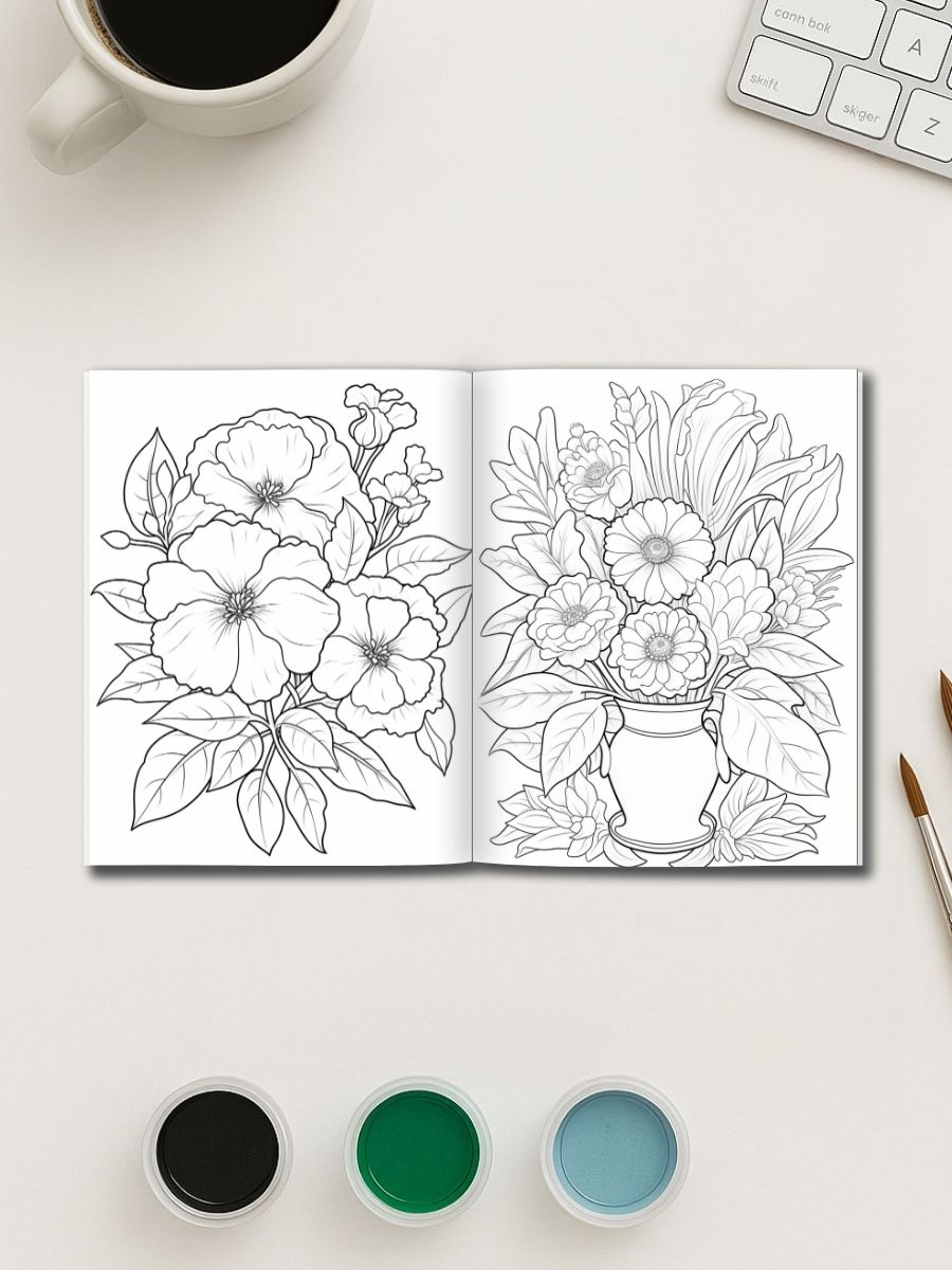 Zen Blooms – 100 Relaxing Flower Coloring Pages - Image 3