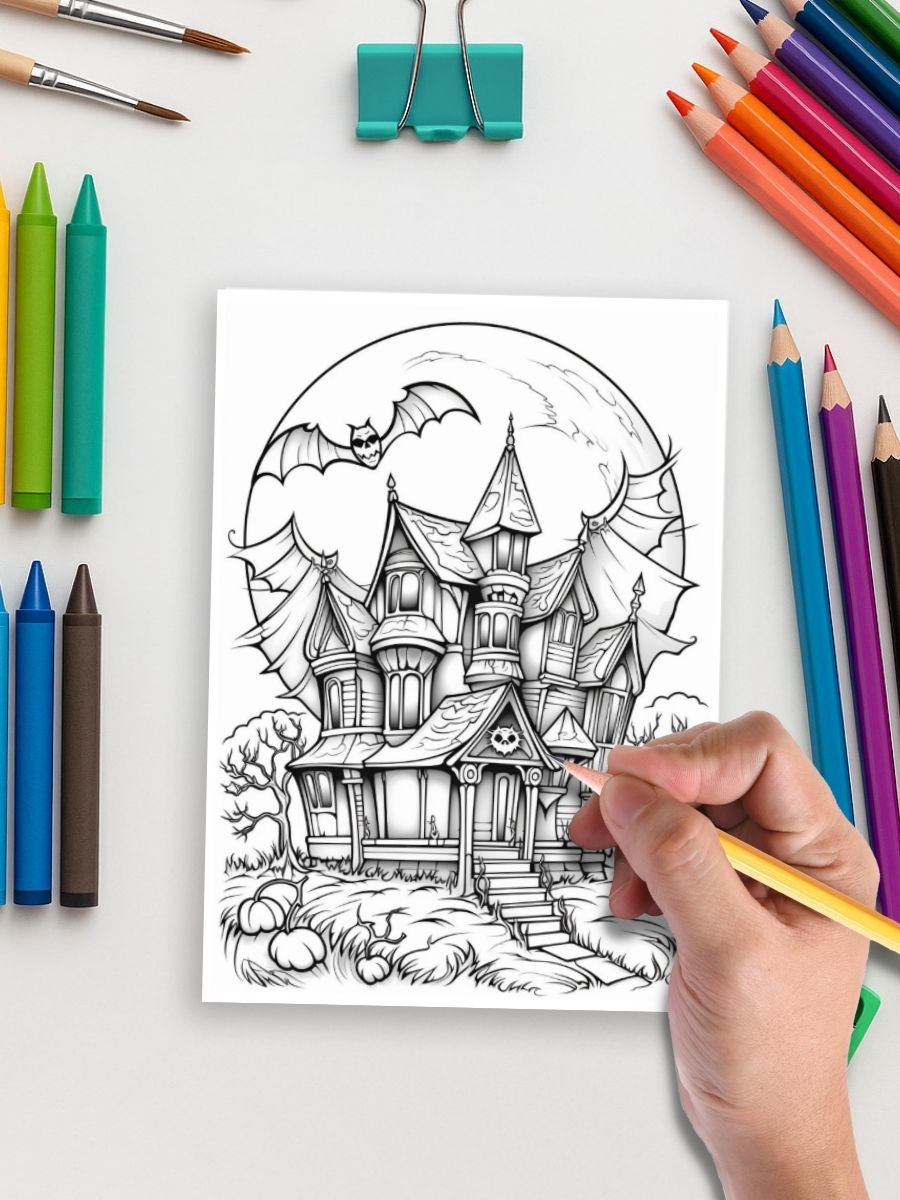 Haunted Manor – 45 Spooky Halloween House Pages - Image 5