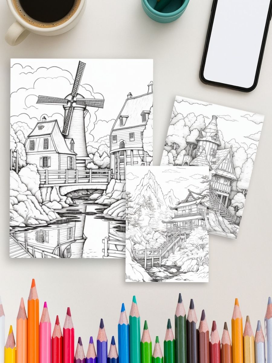 Boho Vistas – 200 Landscape Coloring Pages - Image 4