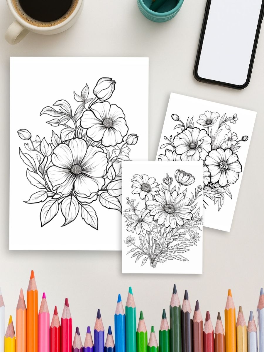 Wild Bloom – 230 Wild Flower Coloring Pages - Image 4