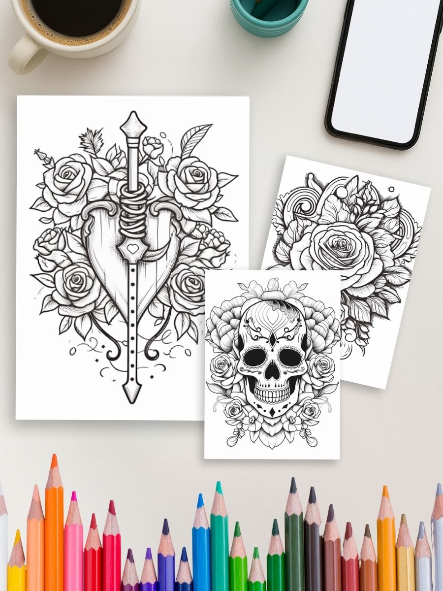 Ink & Impressions – 264 Tattoo Coloring Pages - Image 4