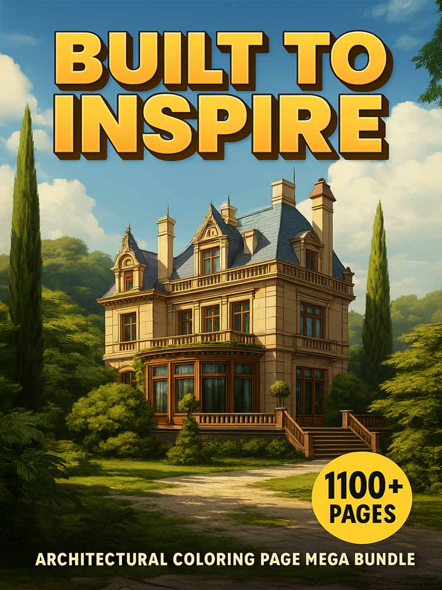 Built to Inspire – 1100+ Architectural Coloring Page Mega Bundle