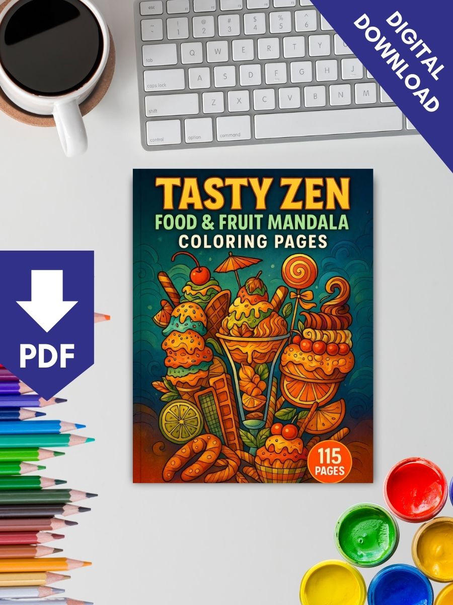 Tasty Zen – 115 Food & Fruit Mandala Coloring Pages - Image 2