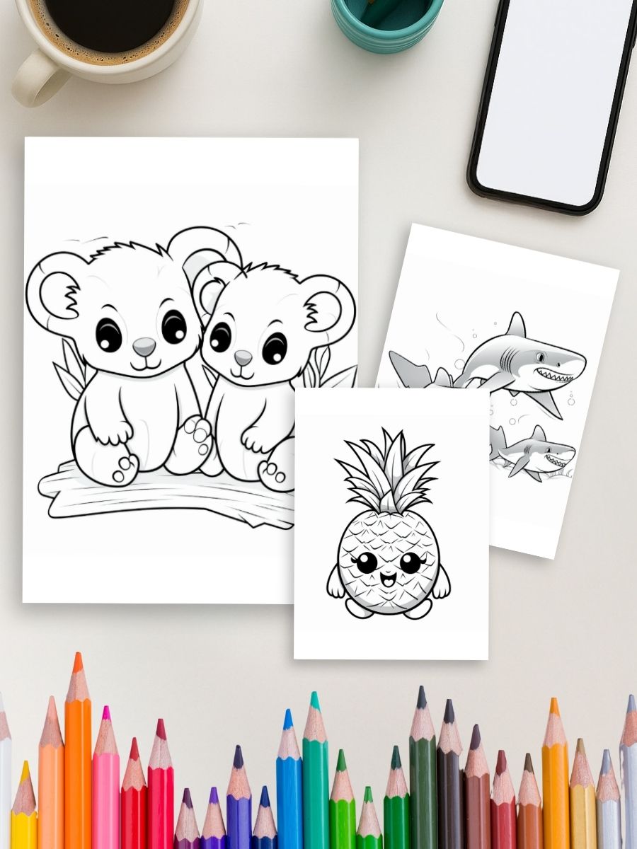 Animal & Snack Time – 184 Animals & Fruits Coloring Pages for Kids - Image 4