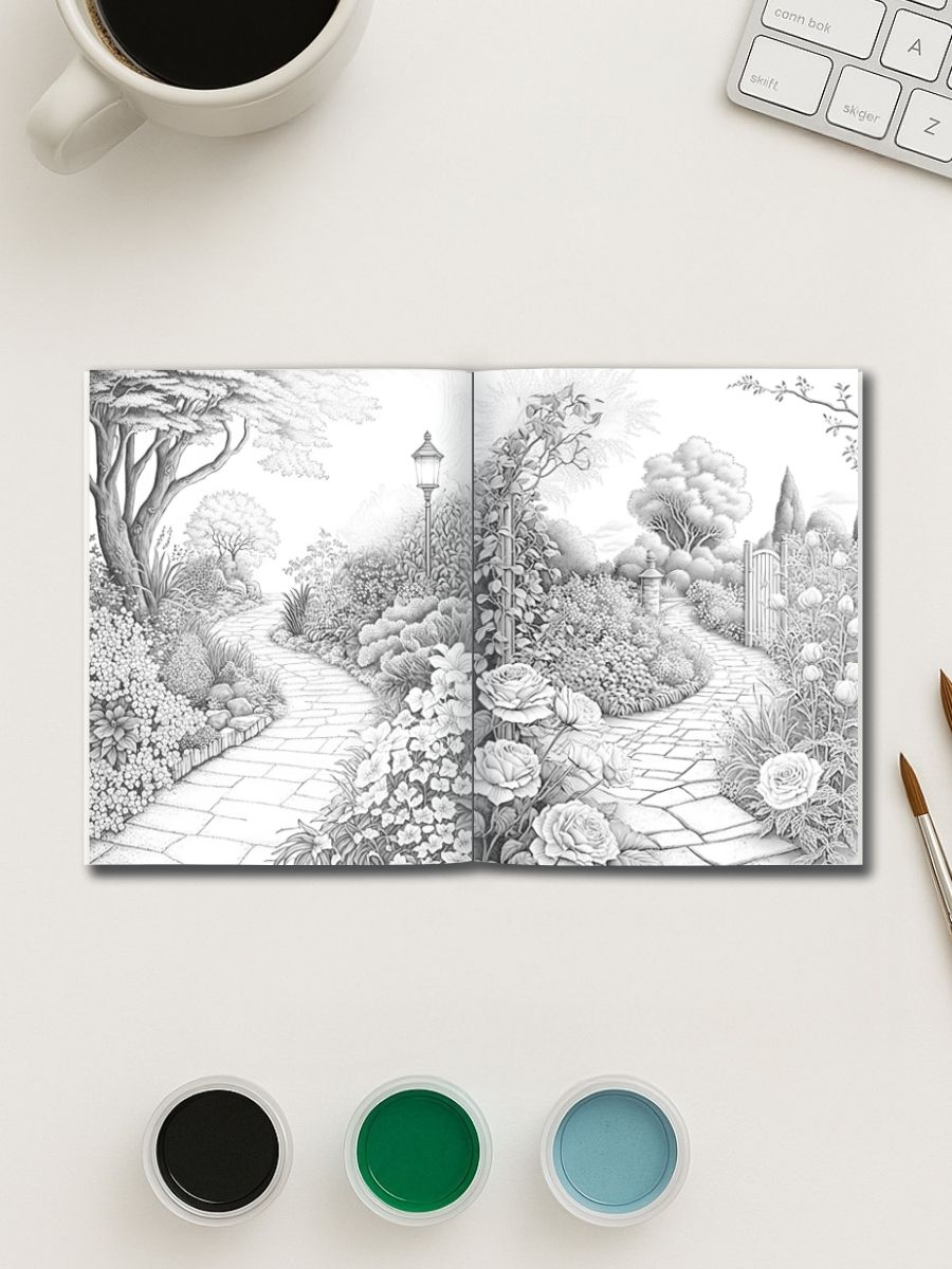 Pathways of the Garden – 25 Scenic Coloring Pages - Image 3